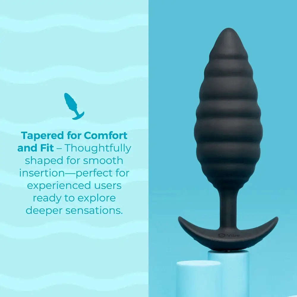 B-Vibe™ b-Vibe Twist Texture Large Vibrating Butt Plug, Body-Safe Silicone Black