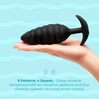 B-Vibe™ b-Vibe Twist Texture Large Vibrating Butt Plug, Body-Safe Silicone Black
