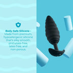 B-Vibe™ b-Vibe Twist Texture Large Vibrating Butt Plug, Body-Safe Silicone Black