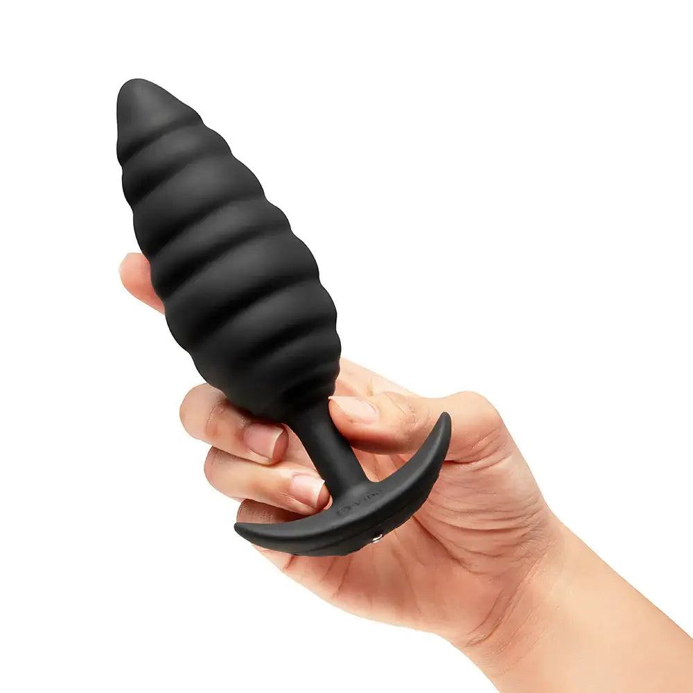 B-Vibe™ b-Vibe Twist Texture Large Vibrating Butt Plug, Body-Safe Silicone Black