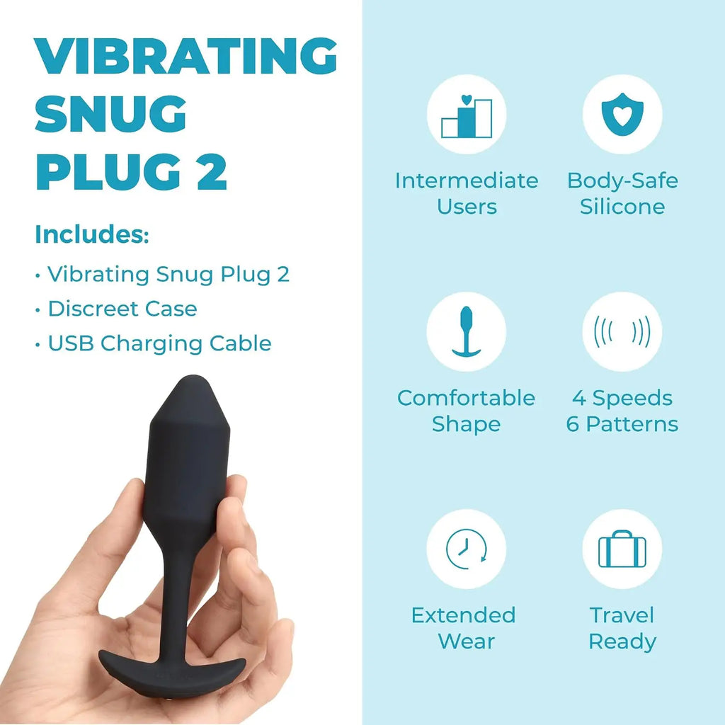 B-Vibe™ B-Vibe Vibrating Snug Plug 2 (Medium) - Weighted Rechargeable Extended-Wear