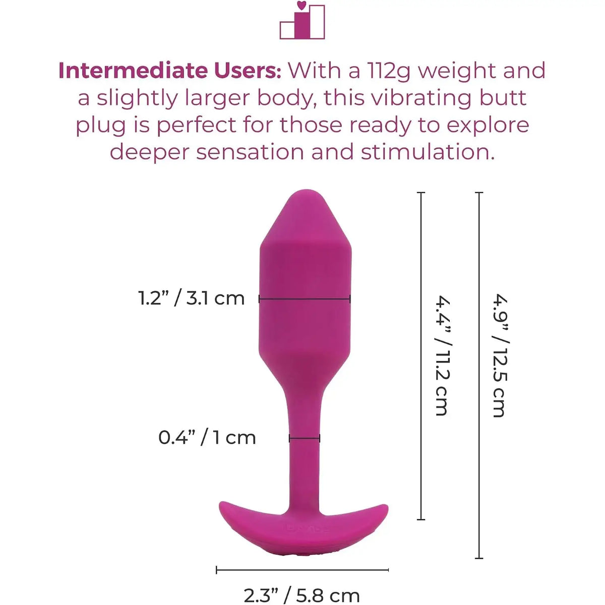 B-Vibe™ B-Vibe Vibrating Snug Plug 2 (Medium) - Weighted Rechargeable Extended-Wear