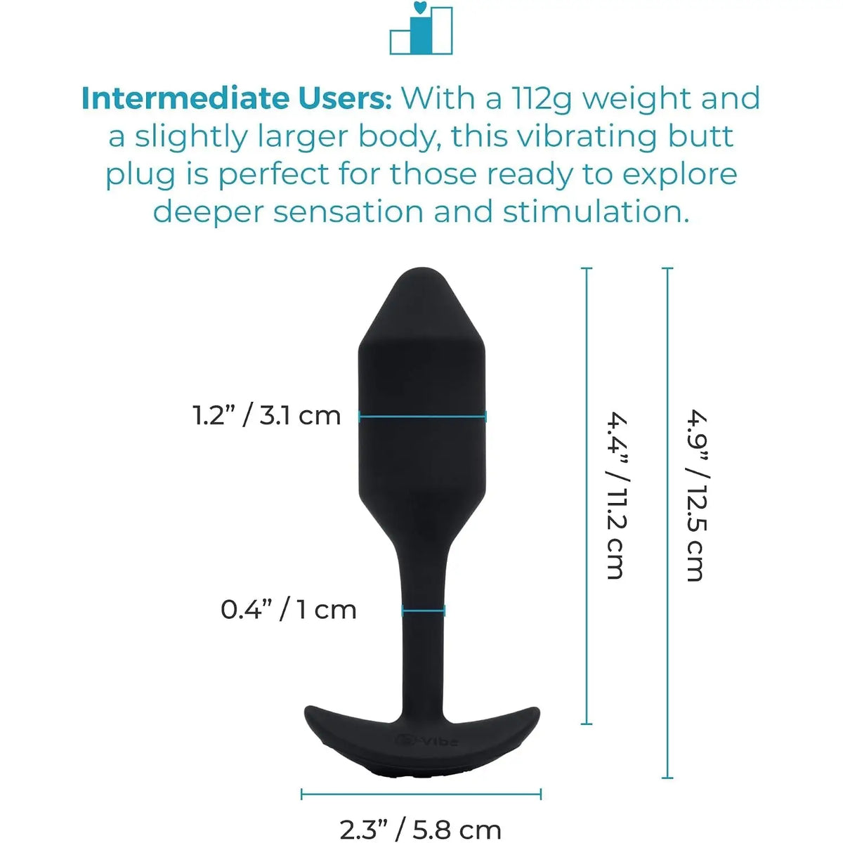 B-Vibe™ B-Vibe Vibrating Snug Plug 2 (Medium) - Weighted Rechargeable Extended-Wear