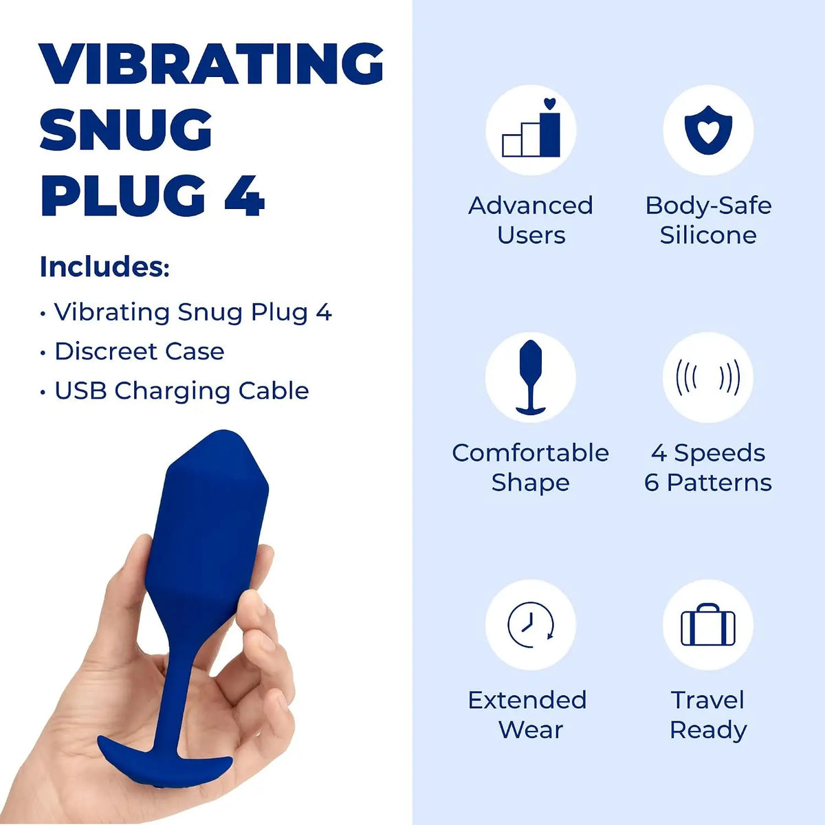 B-Vibe™ B-Vibe Vibrating Snug Plug 4 (XL) - Weighted Rechargeable Extended-Wear