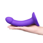 B-Vibe™ Vibrating Curved Strap-On Kit | 6.5’’ Silicone Dildo & Harness Purple