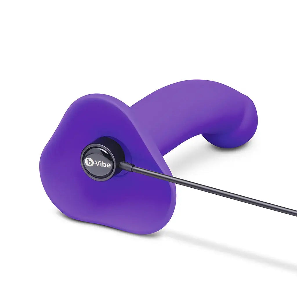 B-Vibe™ Vibrating Curved Strap-On Kit | 6.5’’ Silicone Dildo & Harness Purple