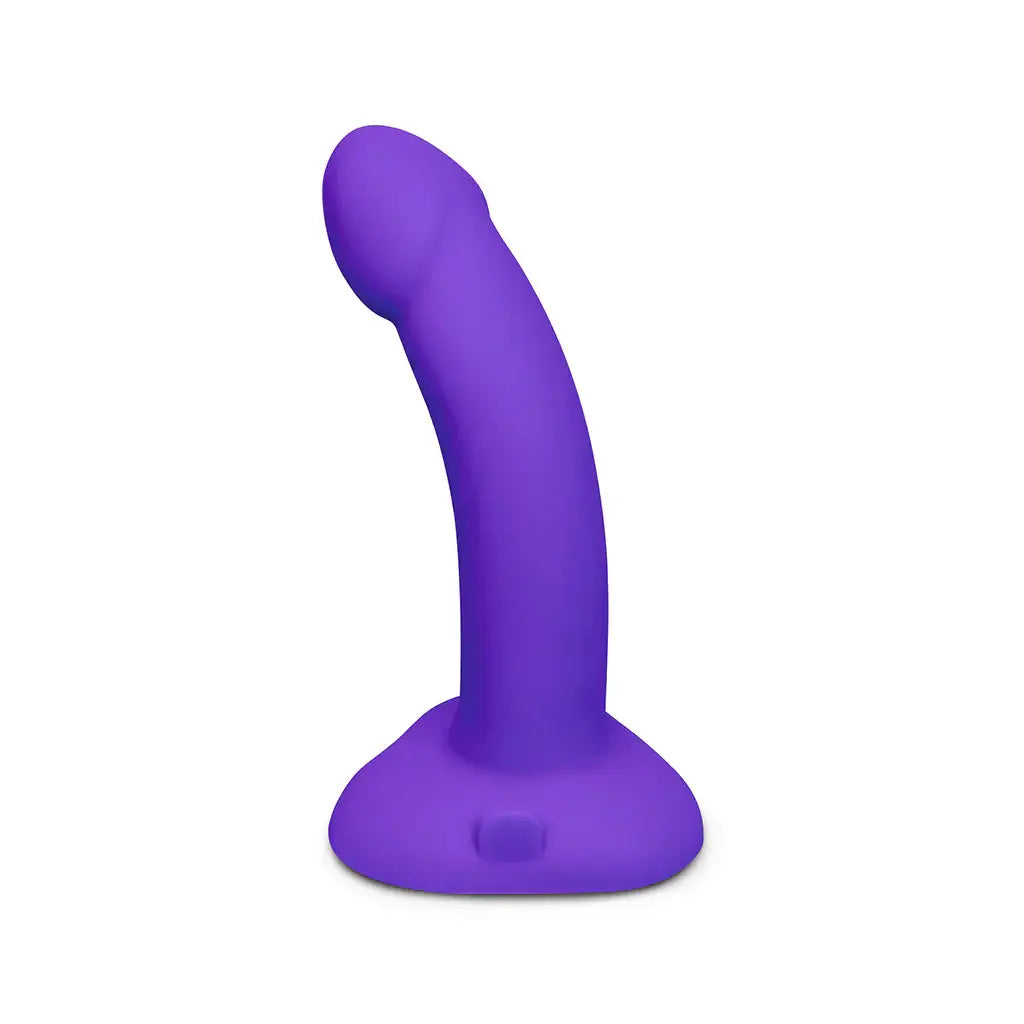 B-Vibe™ Vibrating Curved Strap-On Kit | 6.5’’ Silicone Dildo & Harness Purple