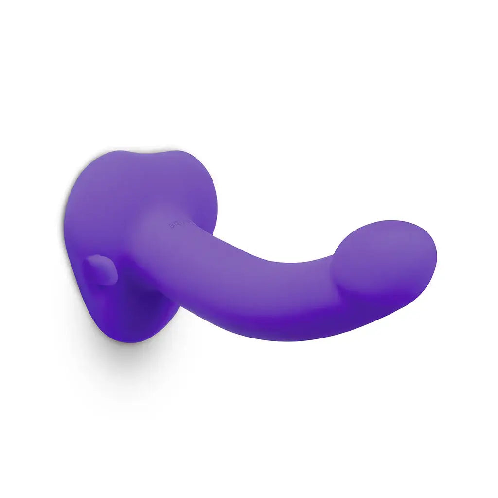 B-Vibe™ Vibrating Curved Strap-On Kit | 6.5’’ Silicone Dildo & Harness Purple