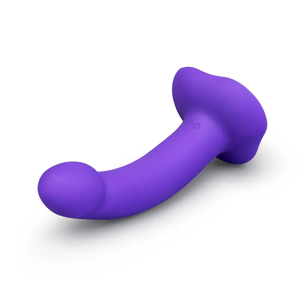 B-Vibe™ Vibrating Curved Strap-On Kit | 6.5’’ Silicone Dildo & Harness Purple