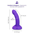 B-Vibe™ Vibrating Curved Strap-On Kit | 6.5’’ Silicone Dildo & Harness Purple