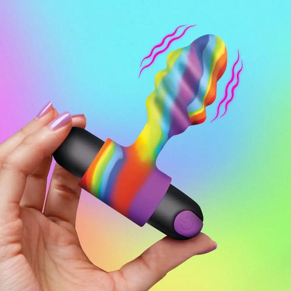 XR Brands® Bang! Vibrating Rainbow Butt Plug - Rolik®