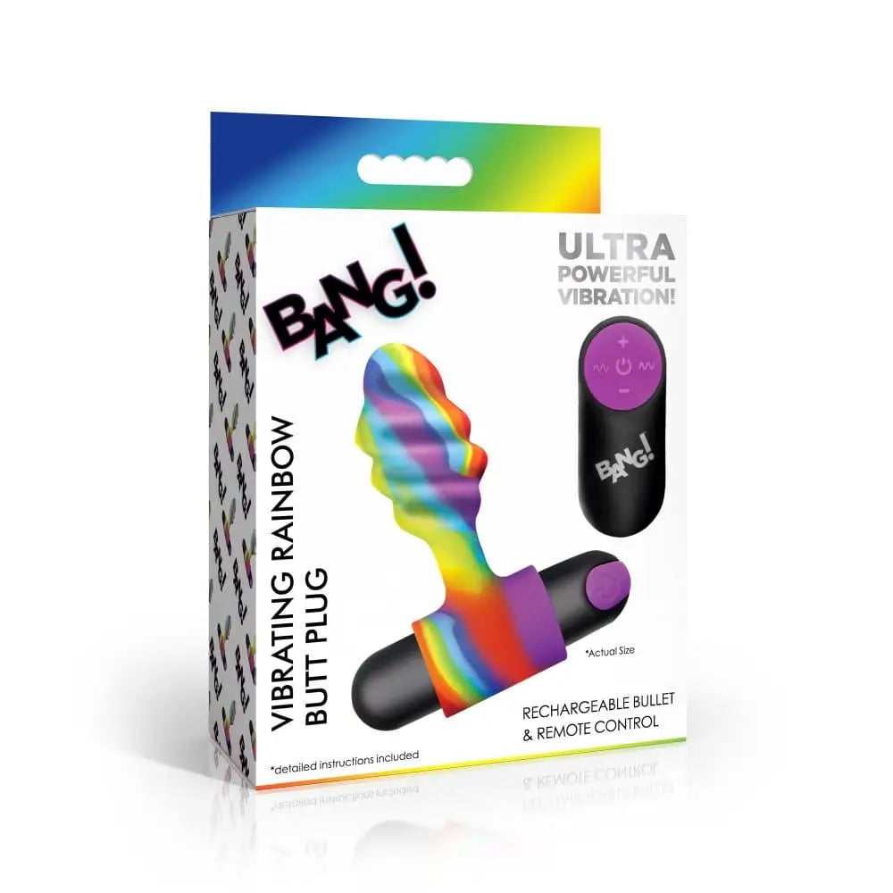 XR Brands® Bang! Vibrating Rainbow Butt Plug - Rolik®