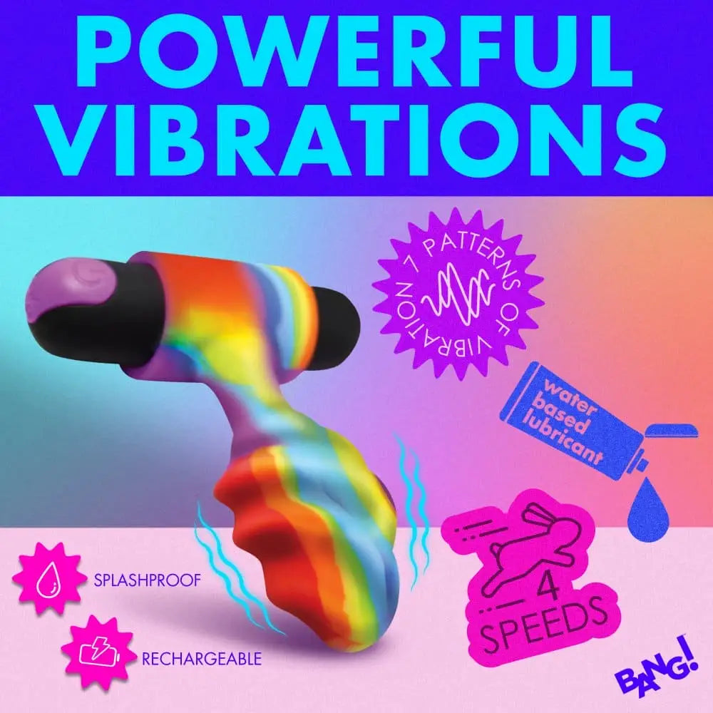 XR Brands® Bang! Vibrating Rainbow Butt Plug - Rolik®