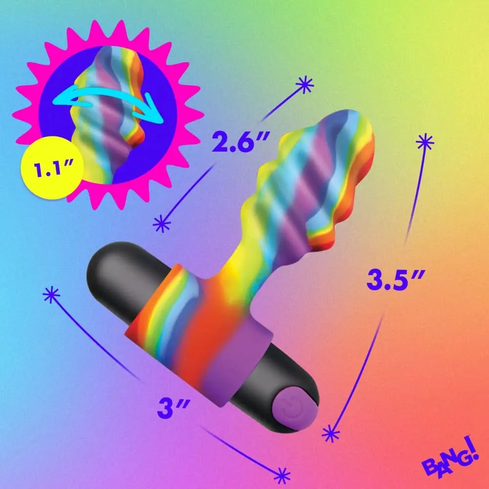 XR Brands® Bang! Vibrating Rainbow Butt Plug - Rolik®