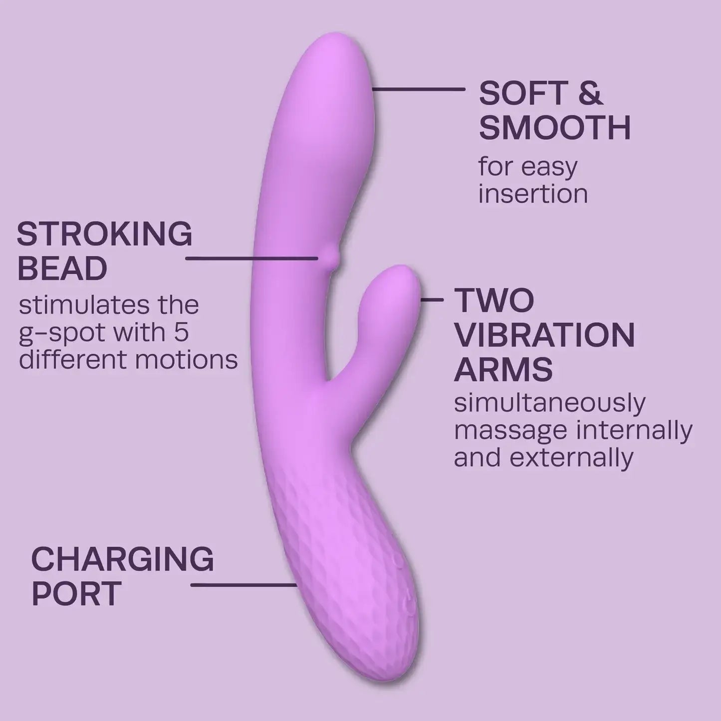 Beacon Wellness Brands Cosmopolitan x plusOne Main Character Dual Vibrator with Stroking Bead Purple