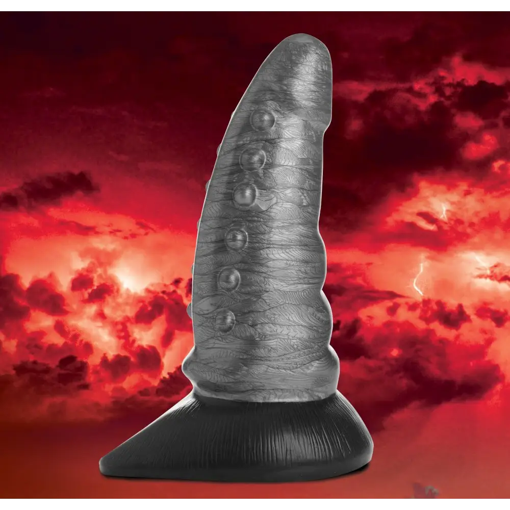 Beastly Tapered Bumpy Silicone Dildo - Silver