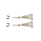 Bijoux de Nip Silver Chain Tassel Nipple Clamps - Adjustable Tweezer Style