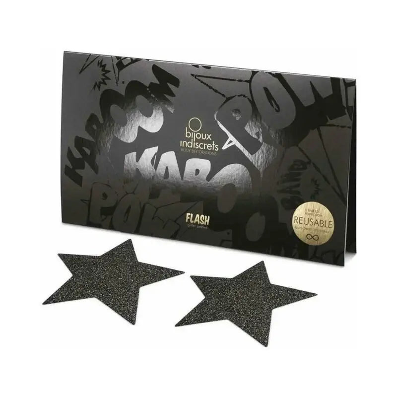 Flash Reusable Glitter Pasties Black Star