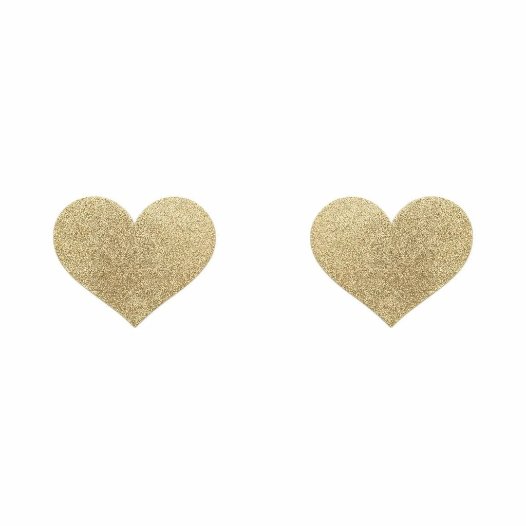 Bijoux Indiscrets Flash Gold Heart Pasties - Reusable Glitter Nipple Covers