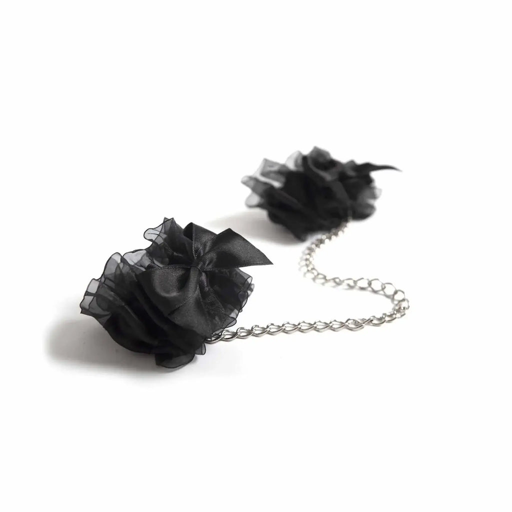 Bijoux Indiscrets Frou Satin Cuffs - Romantic Organza Wrist Restraints Black