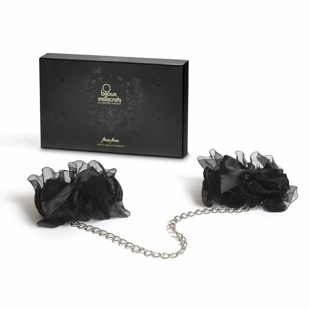 Bijoux Indiscrets Frou Satin Cuffs - Romantic Organza Wrist Restraints Black