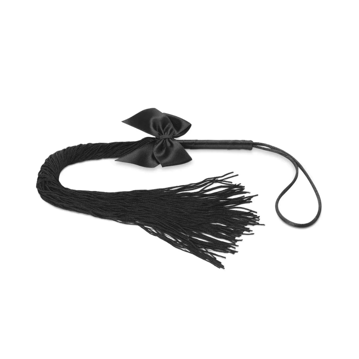 Bijoux Indiscrets Lilly Fringe Whip - Soft Tassel Flogger for Sensual Play Black