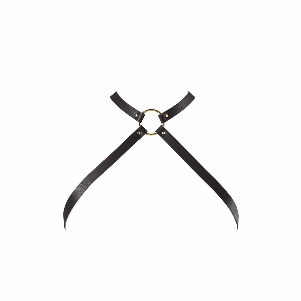 Bijoux Indiscrets Maze Cross Chest Harness - Vegan Leather Body Black