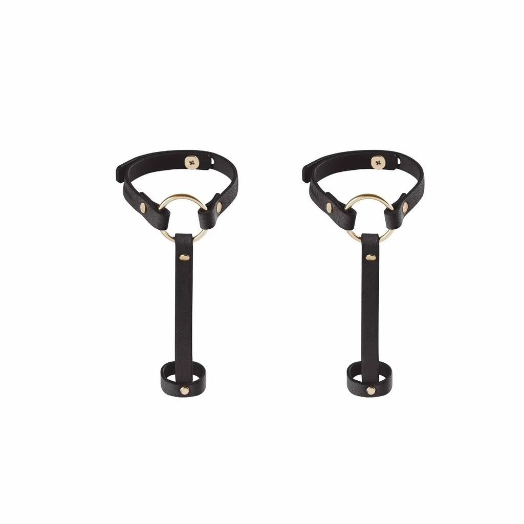 Bijoux Indiscrets Maze Hand Bracelet - Vegan Leather Finger-to-Wrist Harness Black