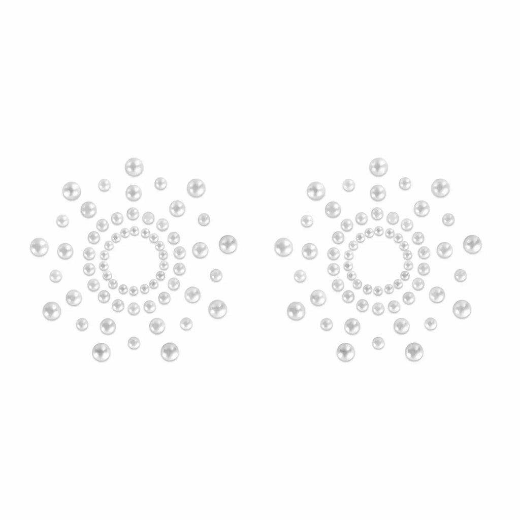 Bijoux Indiscrets Mimi Rhinestone Pasties - Pearl Circle Nipple Covers Silver