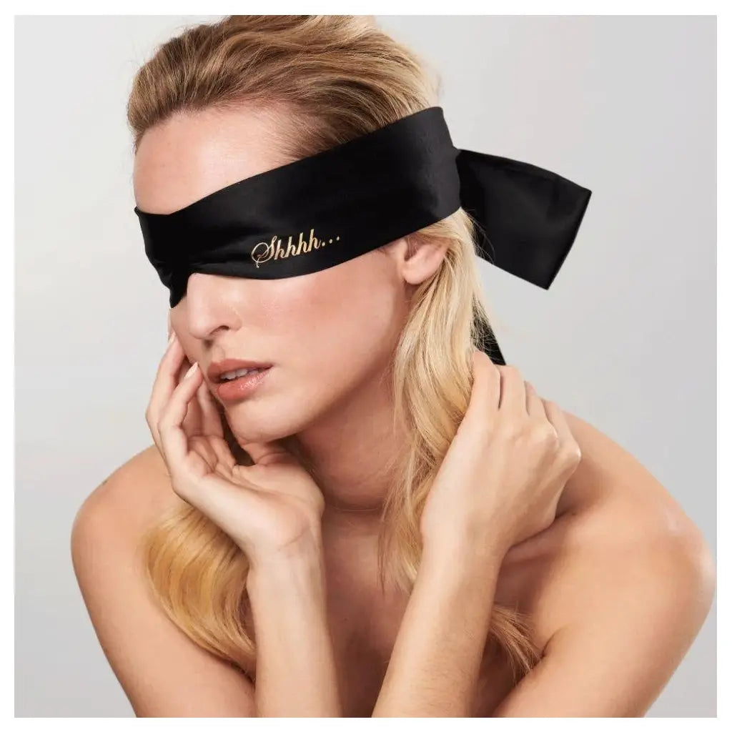 Bijoux Indiscrets Shhh Satin Blindfold - Deluxe 77’’ Sensory Deprivation Mask Black