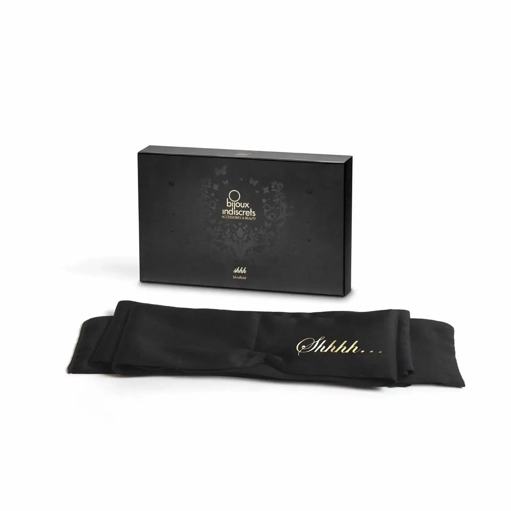 Bijoux Indiscrets Shhh Satin Blindfold - Deluxe 77’’ Sensory Deprivation Mask Black