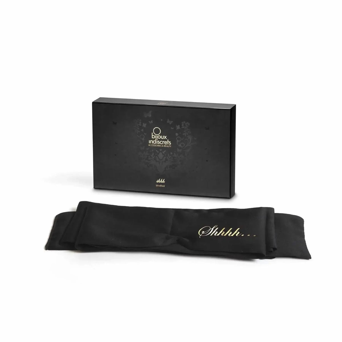 Bijoux Indiscrets Shhh Satin Blindfold - Deluxe 77’’ Sensory Deprivation Mask Black