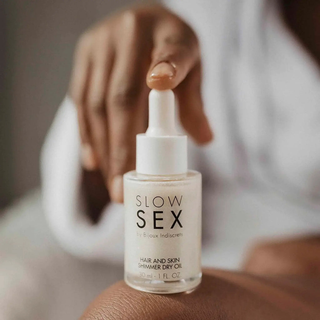 Bijoux Indiscrets Slow Sex Shimmer Dry Oil - Coconut Body & Hair 1 fl. oz.