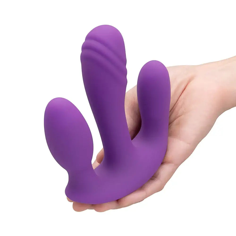 Purple Blended Pleasure Remote Controlled Triple-Pronged Vibrator