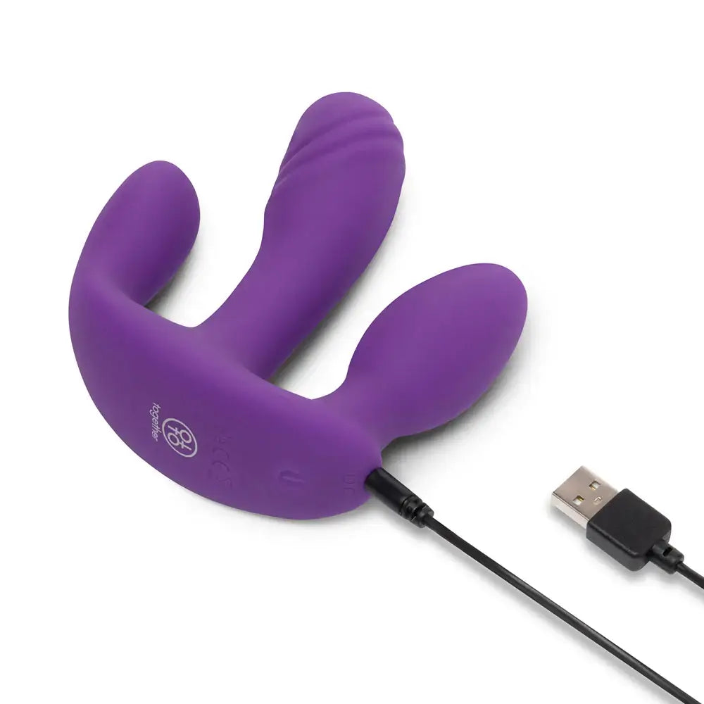 Purple Blended Pleasure Remote Controlled Triple-Pronged Vibrator