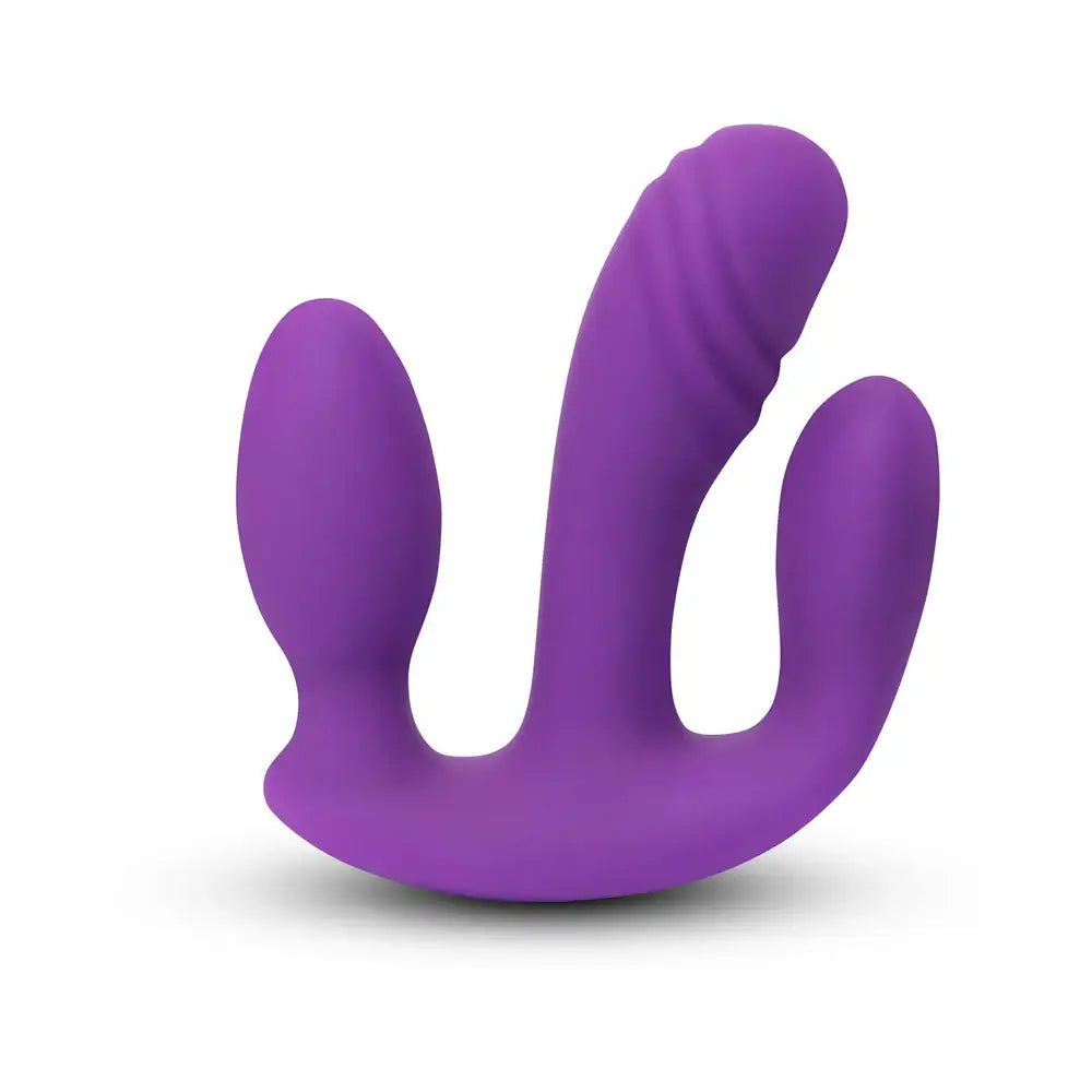 Purple Blended Pleasure Remote Controlled Triple-Pronged Vibrator
