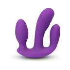 Purple Blended Pleasure Remote Controlled Triple-Pronged Vibrator