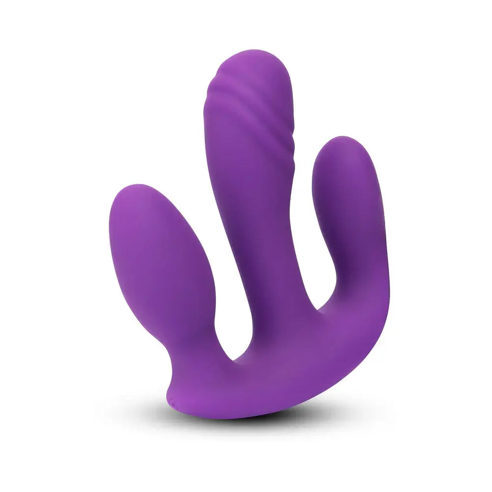 Purple Blended Pleasure Remote Controlled Triple-Pronged Vibrator
