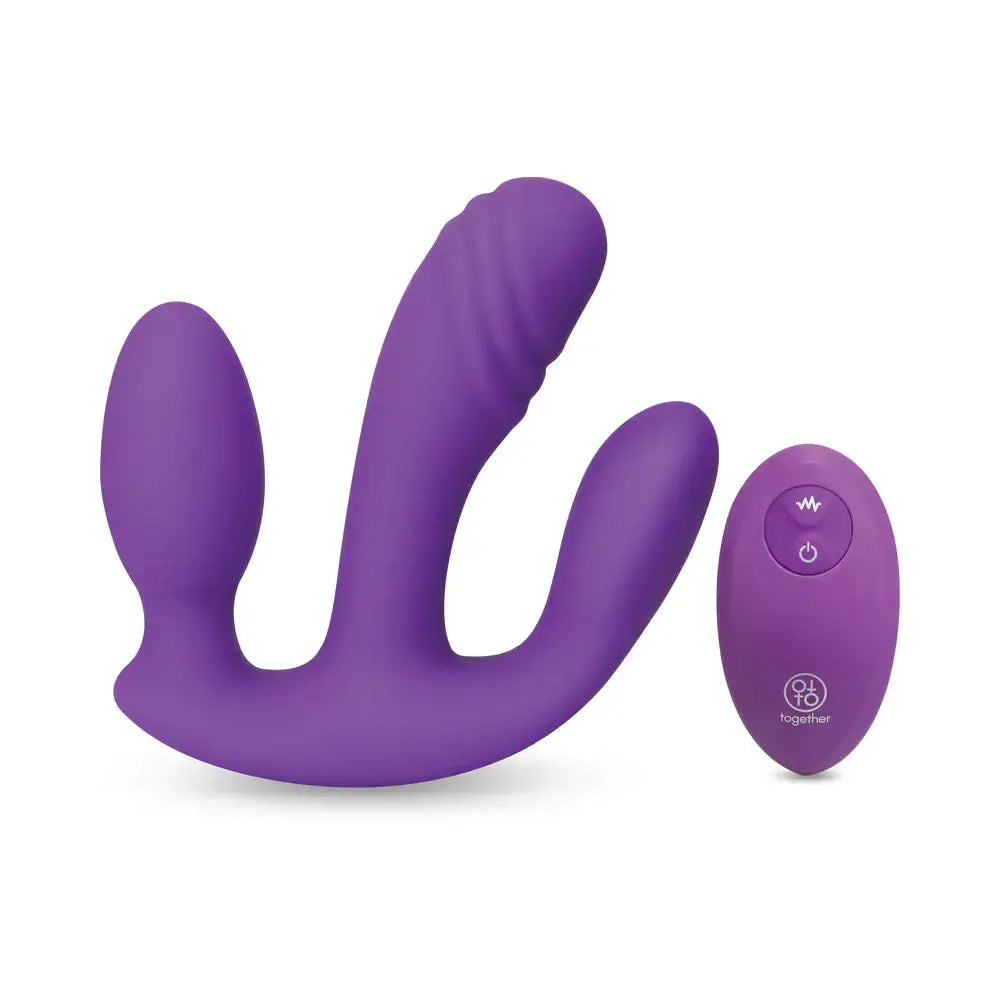 Purple Blended Pleasure Remote Controlled Triple-Pronged Vibrator