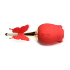 Bloomgasm™ Flutter Rose Sucking Stimulator with Butterfly Teaser - Red - Vibrator
