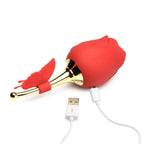 Bloomgasm™ Flutter Rose Sucking Stimulator with Butterfly Teaser - Red - Vibrator