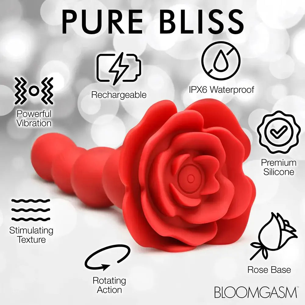 Bloomgasm™ Rose Twirl 10X Vibrating & Rotating Silicone Anal Beads - Rolik®