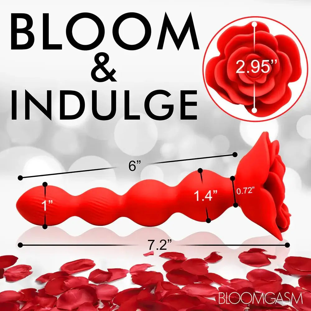 Bloomgasm™ Rose Twirl 10X Vibrating & Rotating Silicone Anal Beads - Rolik®