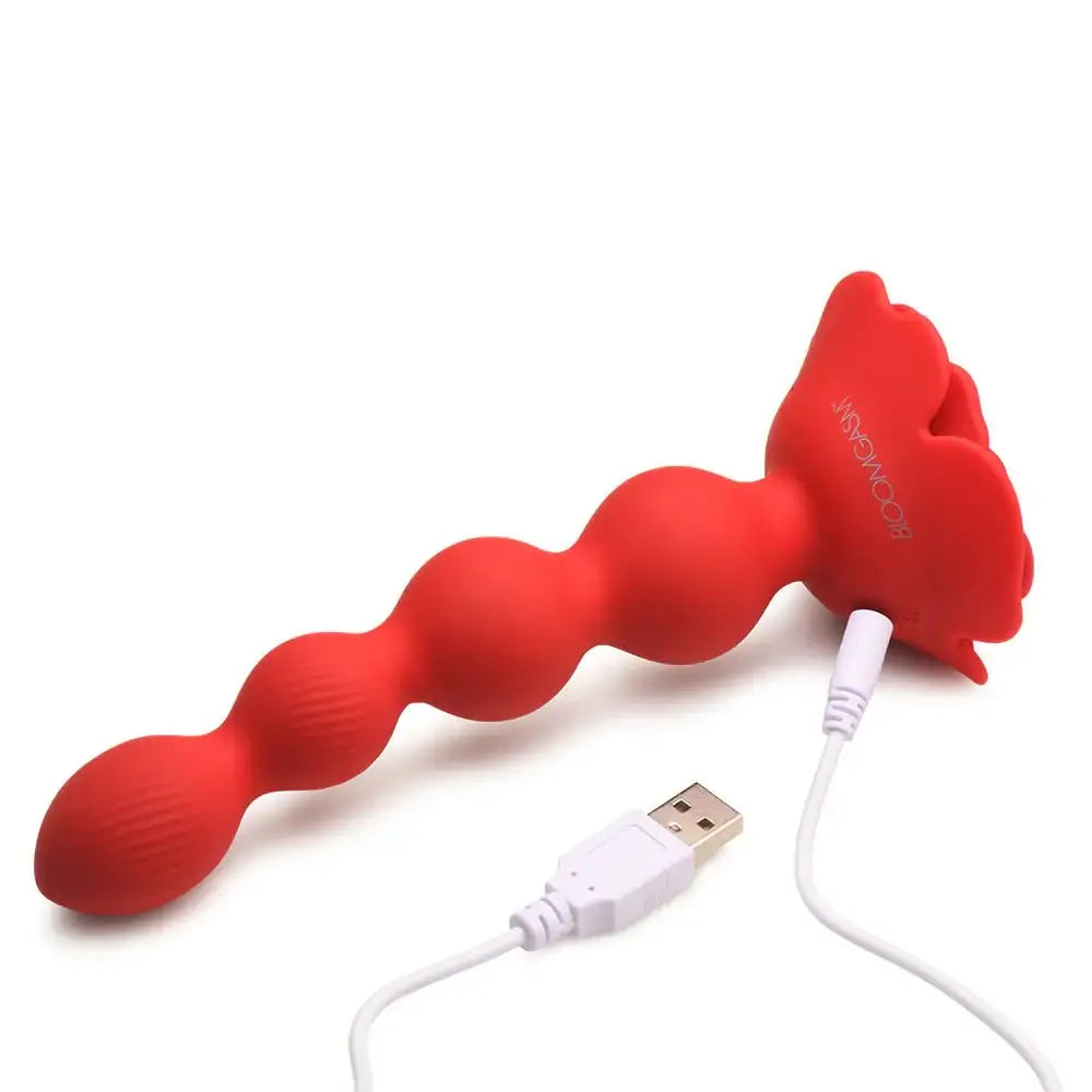 Bloomgasm™ Rose Twirl 10X Vibrating & Rotating Silicone Anal Beads - Rolik®