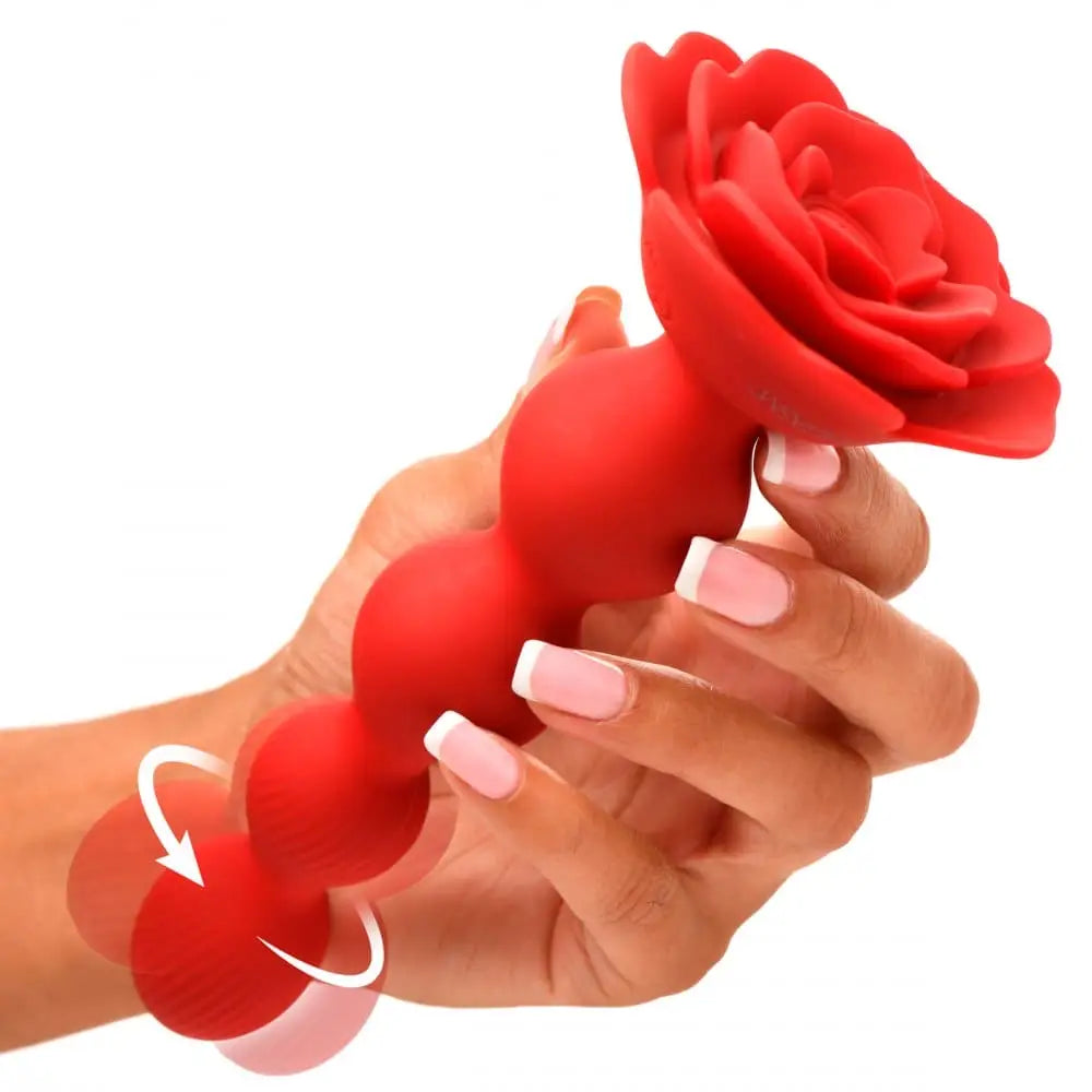 Bloomgasm™ Rose Twirl 10X Vibrating & Rotating Silicone Anal Beads - Rolik®