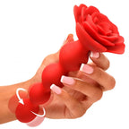 Bloomgasm™ Rose Twirl 10X Vibrating & Rotating Silicone Anal Beads - Rolik®