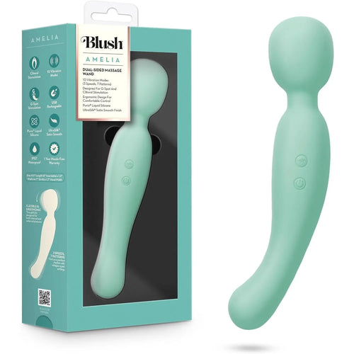 Blush Novelties® Amelia Dual-Ended Silicone Wand Vibrator Seafoam