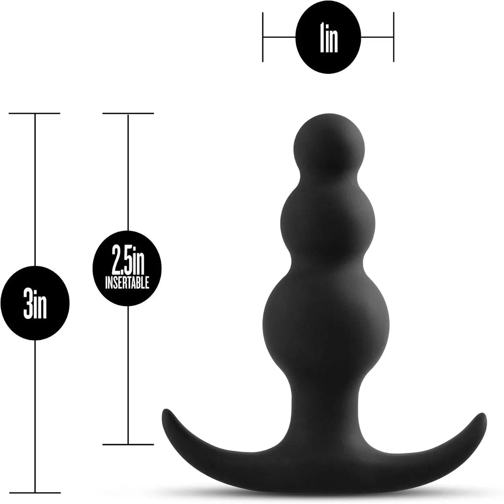 Blush Novelties® Anal Adventures Platinum Beaded Butt Plug - Popping Sensation | Anchor Base Black