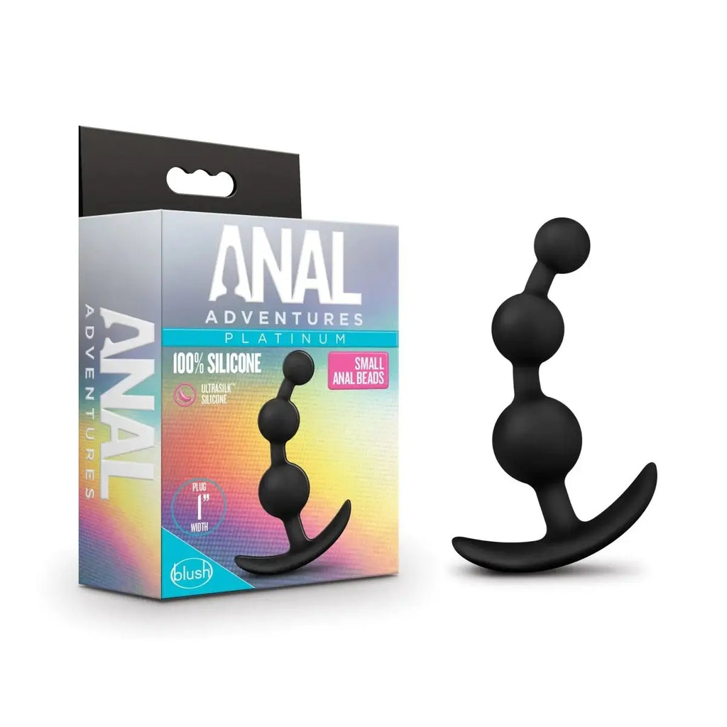 Blush Novelties® Anal Adventures Platinum Small Beads - Progressive Sizing | Easy Retrieval Loop Black