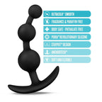 Blush Novelties® Anal Adventures Platinum Small Beads - Progressive Sizing | Easy Retrieval Loop Black